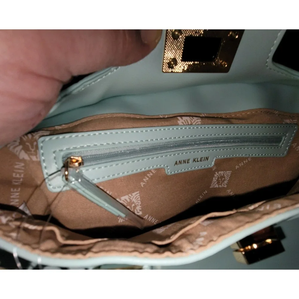 Anne Klein light blue SEA GLASS satchel NWT detachable strap 2 marks on front